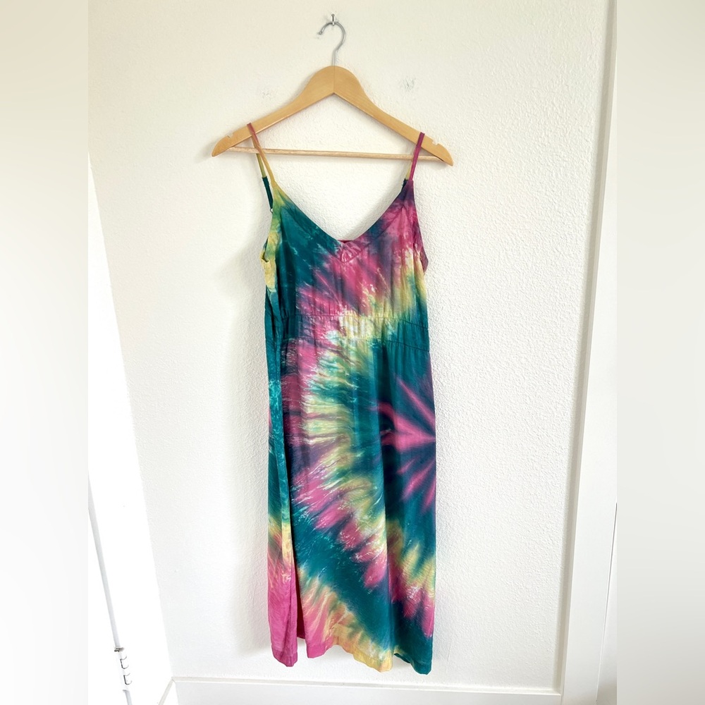 LACAUSA tie dye alma midi slip dress / size L
